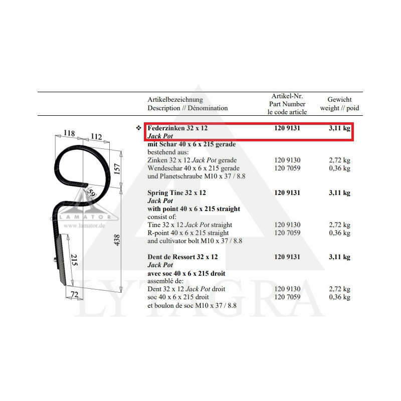 S-VEIDA ZARS JACK POT  32X12X525