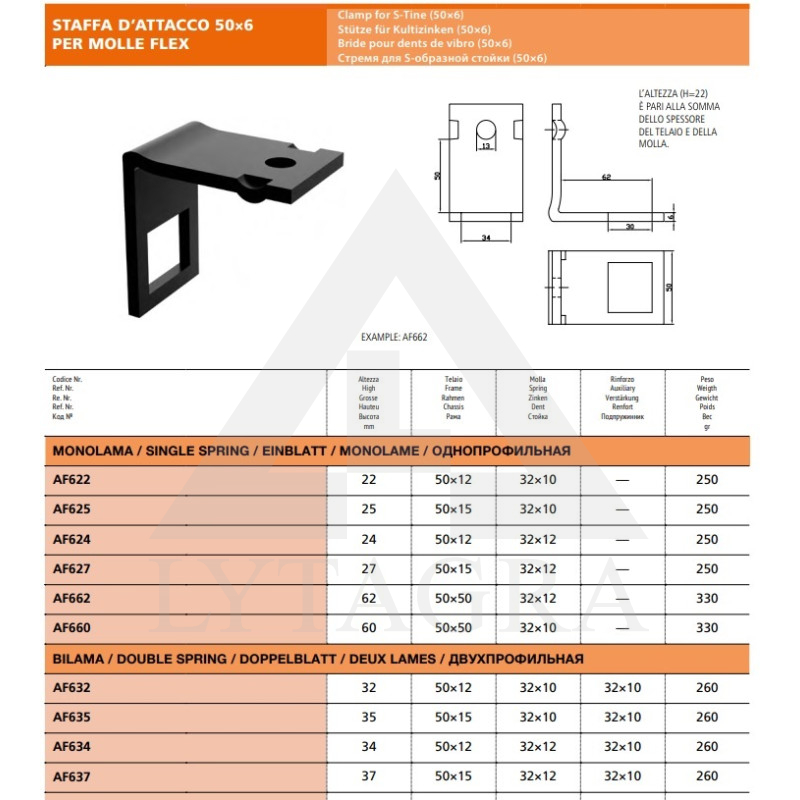 AF 662 TURETĀJS 50X6 H-62MM 50x50
