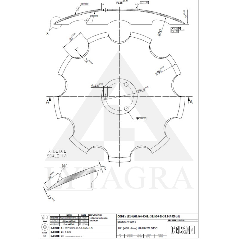 C 537012 23246106 DISKS HORSCH 3caur. 460x6MM