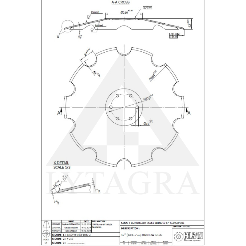 C 537703 00311081 DISKS HORSCH 684x7MM