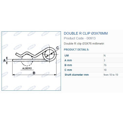 00913 / 05925  DUB. FIKSATORS  Ø3X76 mm 5.gab