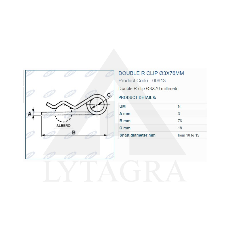 00913 / 05925  DUB. FIKSATORS  Ø3X76 mm 5.gab