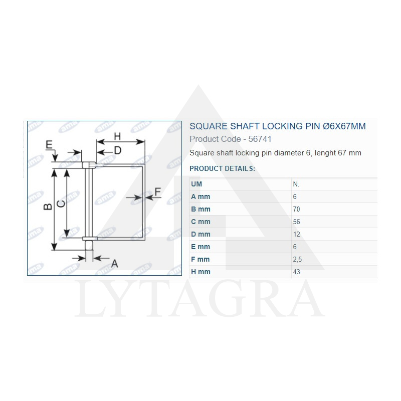 56741   KVADR.FIKSATORS 6X67 mm 5.gab