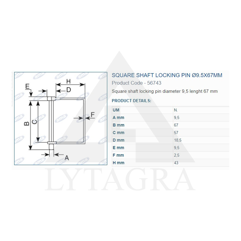 56743 KVADR.FIKSATORS 9,5X67 mm 3.gab.