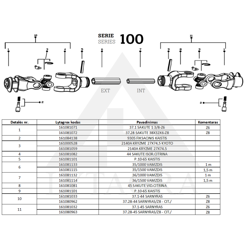 Kardāns 1005/1100/KH/37.E-37.E  8X8