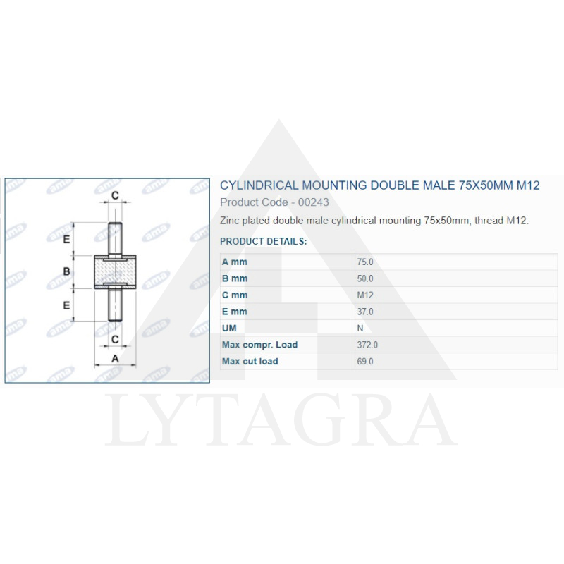 00243 AMORTIZATORS 75X50 M12