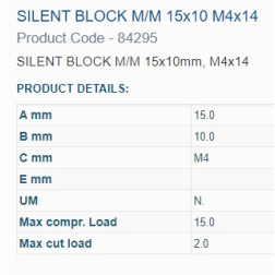 Amortizatora bukse 15X10 M4 2 ārējās vītnes 84295