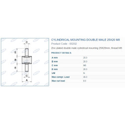 00202 AMORTIZATORA BUKSE 25X20 M8 SRIEG 2OUT