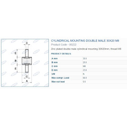 00222 IVORE AMORTIZATORA BUKSE 30X20 M8 SRIEG 2OUT