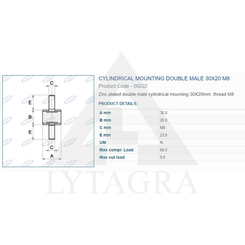 00222 IVORE AMORTIZATORA BUKSE 30X20 M8 SRIEG 2OUT