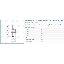 00242 AMORTIZATORS 40X30 M10 SRIEG 2OUT