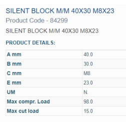 84299 BUKSE AMORTIZĀC.  40X30 M8 VĪTNE 2OUT