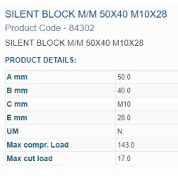 84302 BUKSE AMORTIZĀC. 50X40 M10 VĪTNE 2OUT