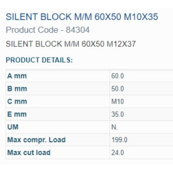 84304  BUKSE AMORTIZATORA  60X50 M12 VĪTNE 2OUT