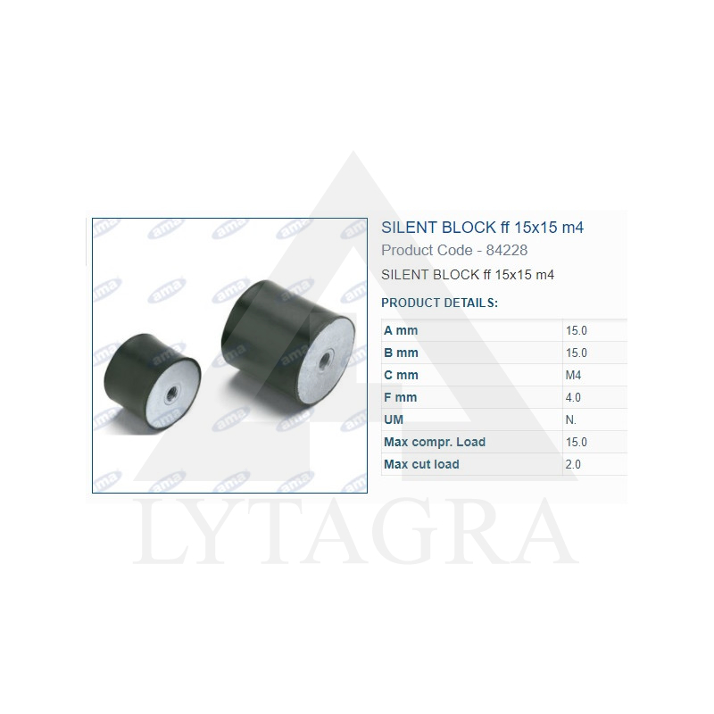 Amortizatora bukse 15X15 M4 2 iekšējās vītnes 8422