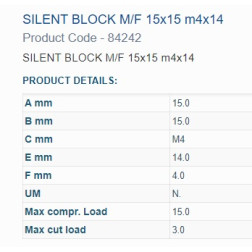 Amortizatora bukse 15X15 M4 1 iekšējā un 1 ārējā v
