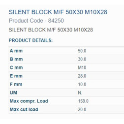 84250 BUKSE AMORTIZĀC. 50X30 M10 VĪTNE 1IN 1OUT