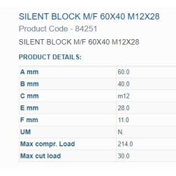 Amortizatora bukse 60X40 M12 1 iekšējā un 1 ārējā