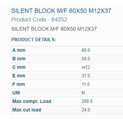 Amortizatora bukse 60X50 M12 1 iekšējā un 1 ārējā