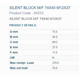 Amortizatora bukse 75X40 M12 1 iekšējā un 1 ārējā