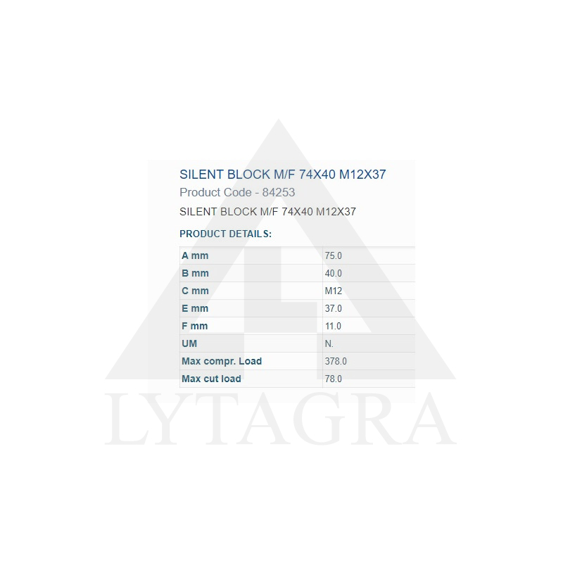 Amortizatora bukse 75X40 M12 1 iekšējā un 1 ārējā