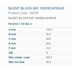 Amortizatora bukse 100X50 M16 1 iekšējā un 1 ārējā