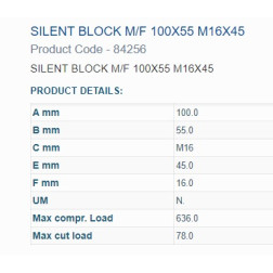 Amortizatora bukse 100X55 M16 1 iekšējā un 1 ārējā