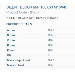 ×Amortizatora bukse 100X60 M16 1 iekšējā un 1 ārē