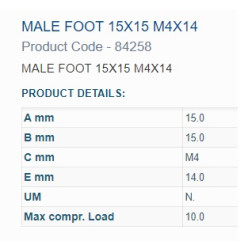 84258 BUKSE AMORTIZĀC. 15X15 M4 VĪTNE 1OUT