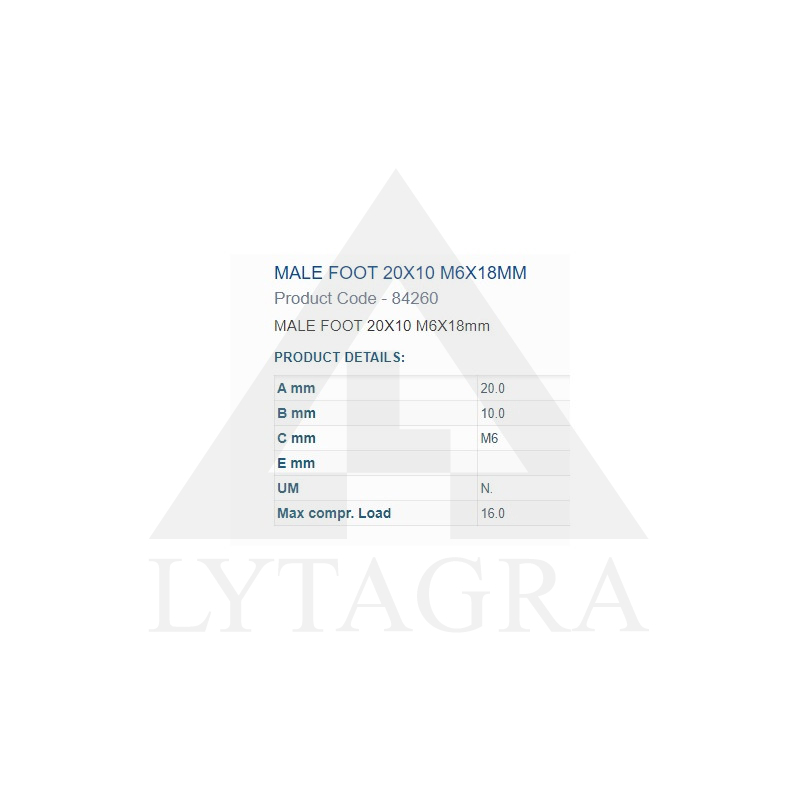 84260 BUKSE AMORTIZĀC. 20X10 M6 VĪTNE 1OUT