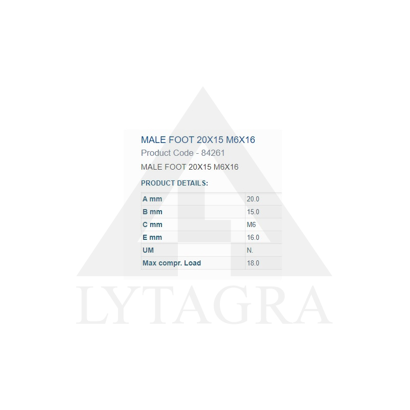 84261 BUKSE AMORTIZĀC. 20X15 M6 VĪTNE 1OUT
