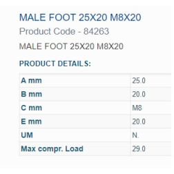 84263 BUKSE AMORTIZĀC.  25X20 M8 VĪTNE 1OUT