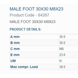84267 BUKSE AMORTIZĀC. 30X30 M8 VĪTNE 1OUT