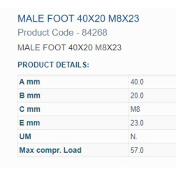 84268 BUKSE AMORTIZĀC.  40X20 M8 VĪTNE 1OUT
