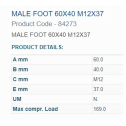 84273 BUKSE AMORTIZĀC.  60X40 M12 VĪTNE 1OUT